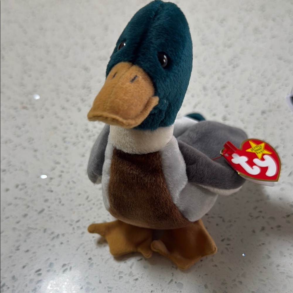 Ty Plush Duck with Teal and Brown 1997